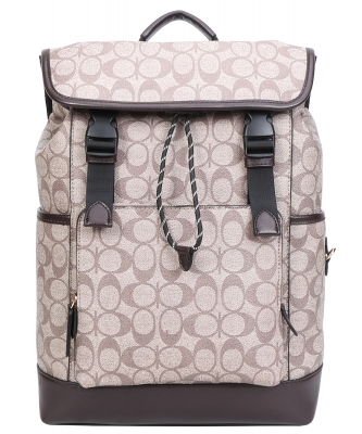 Oval Print Pattern Backpack 008-8883 COFFEE
